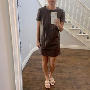 Zara burgundy faux leather mini dress